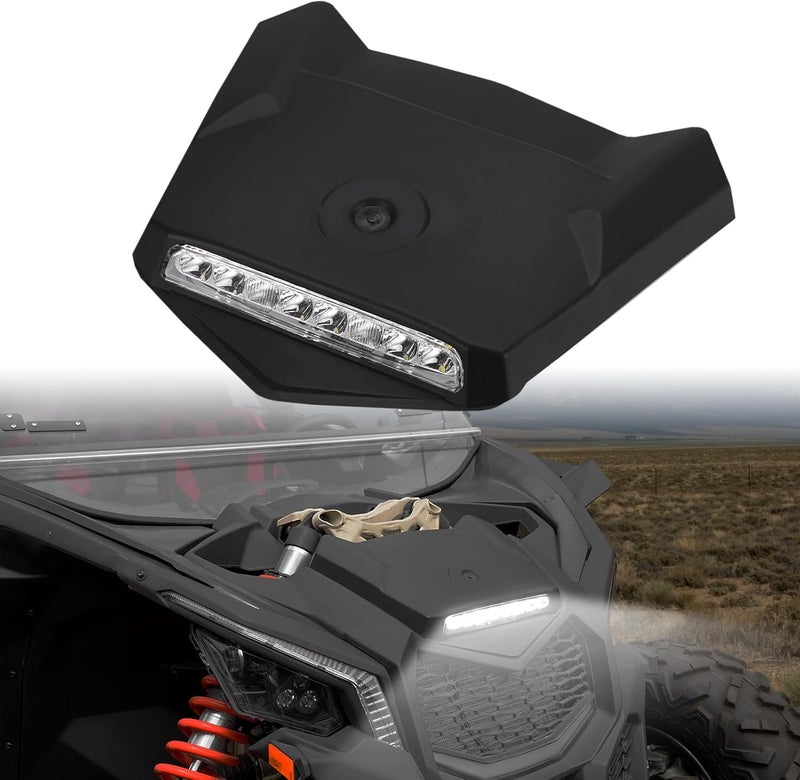 A & UTV PRO Sport Hood Scoop with LED Spotlight Compatible with Can-Am Maverick X3 XDS XRS MAX Turbo RR 2017-2025, Durable PP Front Hood Cover with Light, Air Vent Cover Accessories - Image 1